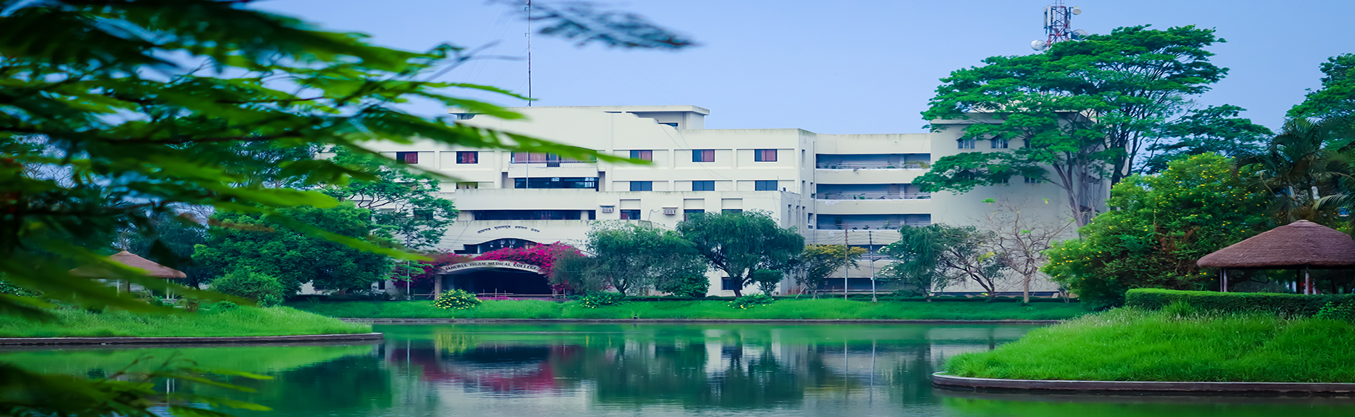 JIMC campus building and lake